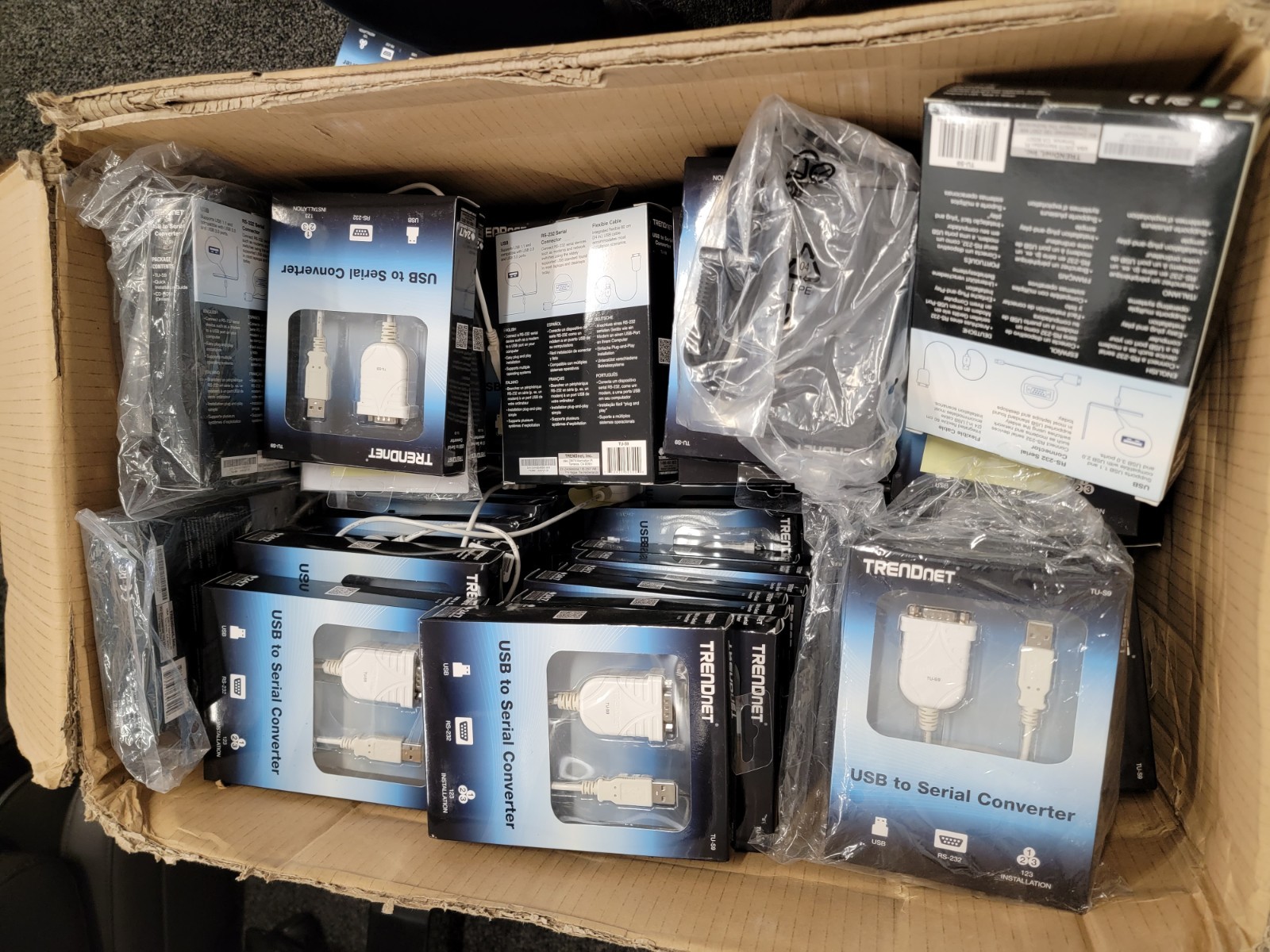 Lot of 113pcs TRENDnet usb to serial converter brand new