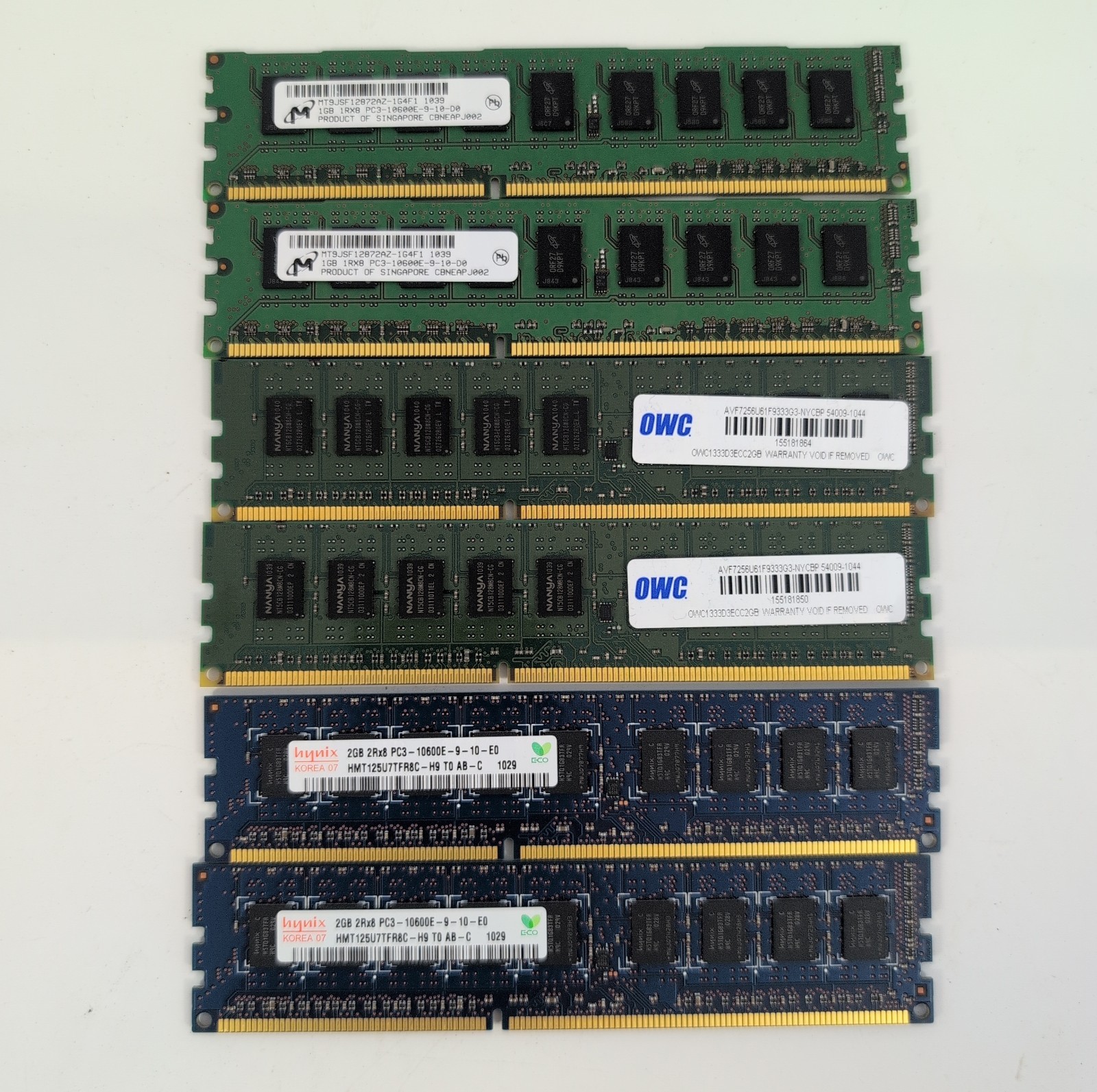 Lot of 6 DDR3 Ram Sticks 4x 2GB & 2x 1GB Laptop Mix Brands Memory - Untested