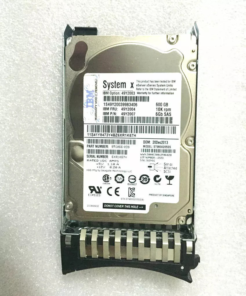 NEW IBM 49Y2003 49Y2004 49Y2007 600GB 10K 6GBPS SAS 2.5 IN SFF HS HARD DRIVE