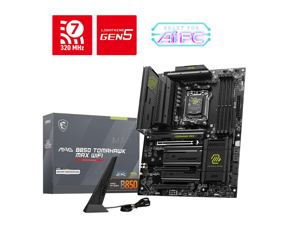 MSI - MAG B850 TOMAHAWK MAX WIFI (Socket AM5) ATX DDR5 Wi-Fi 7 Motherboard