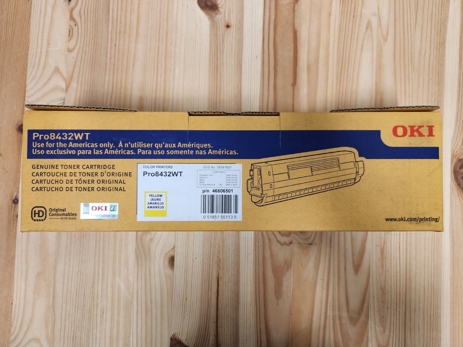 Okidata Pro8432WT P/N 46606501 Yellow Genuine Toner Cartridge