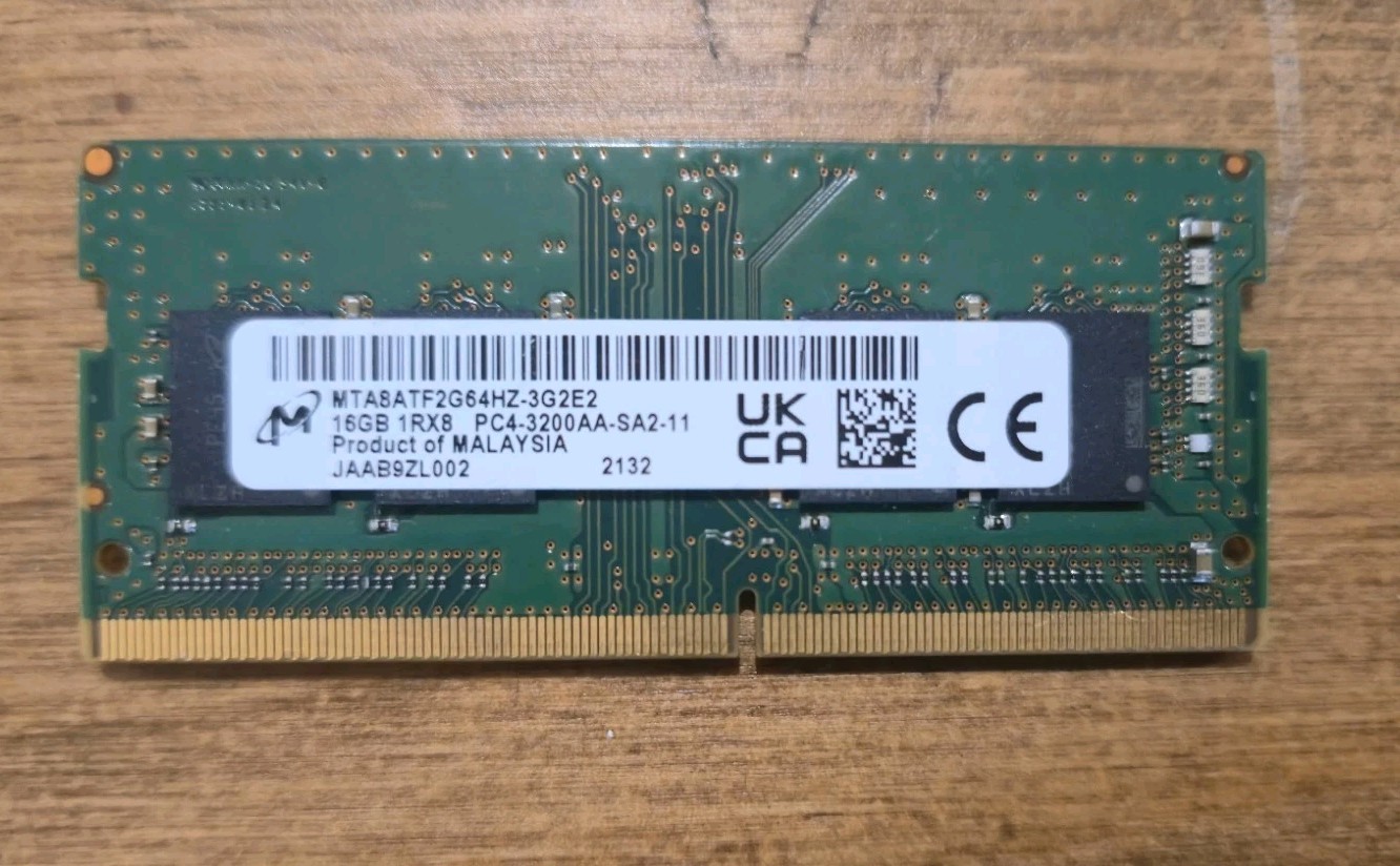 Micron 16GB 1Rx8 PC4-3200AA DDR4 SODIMM Laptop Memory