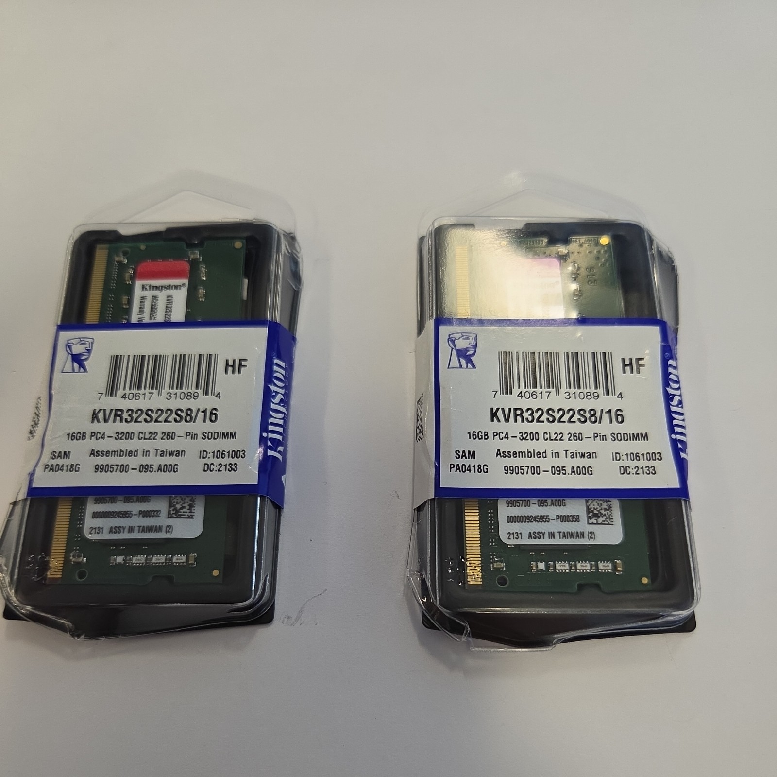 KVR32S22S8/16 16GB 1Rx8 2G x 64-Bit PC4-3200 CL22 260-Pin SODIMM Kingston