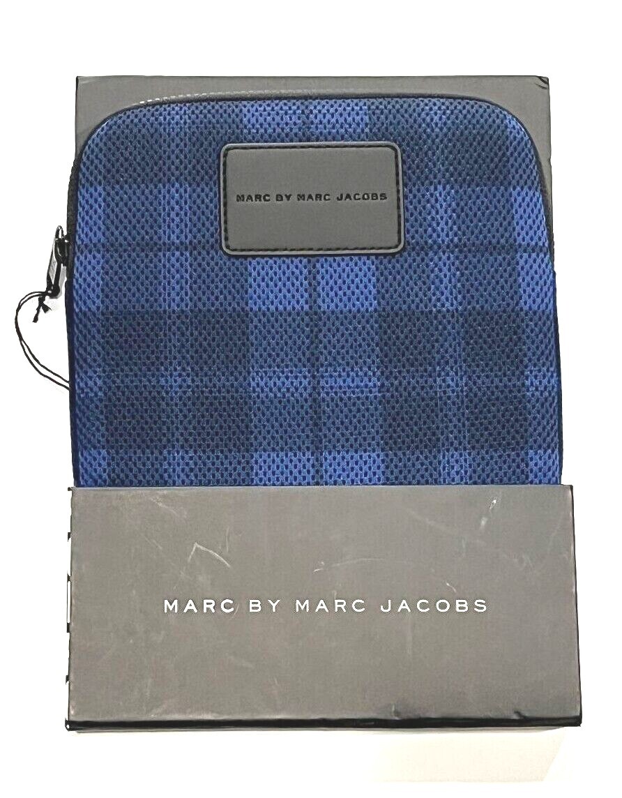 Marc Jacobs Padded Ipad Tablet Case Cover Sleeve - Indigo blue plaid - 10" x 8"