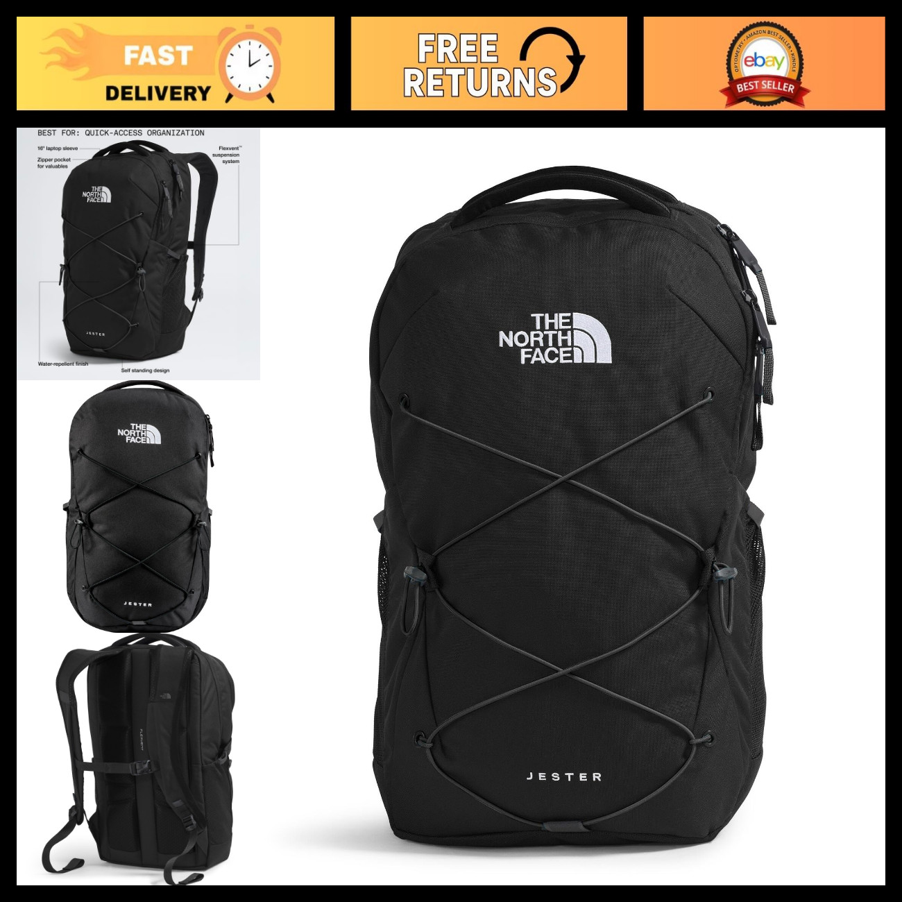 Everyday Laptop Backpack for School & Travel, Black, One Size, Durable & Stylish