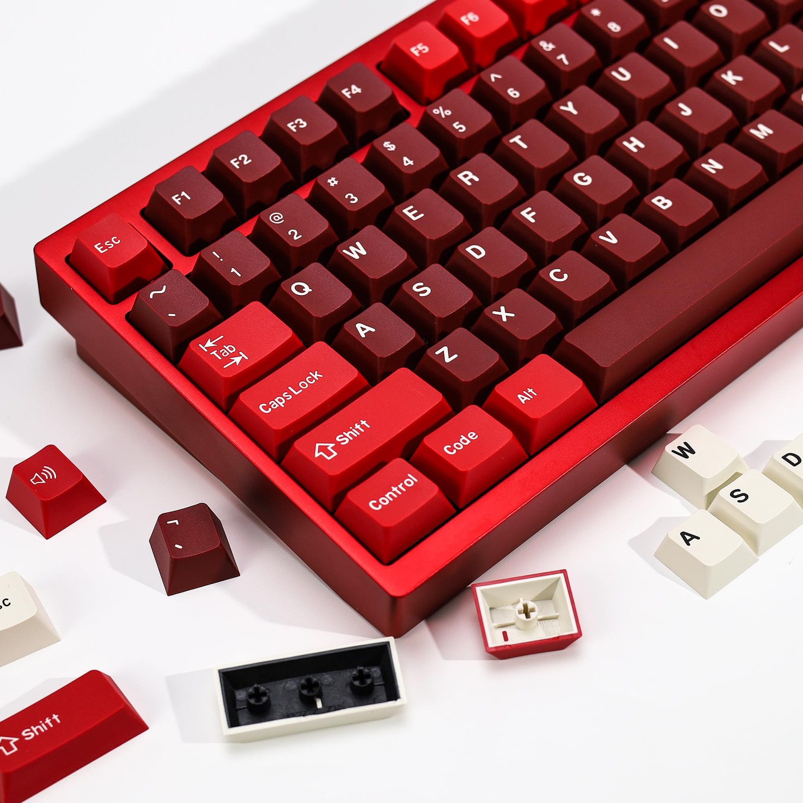 174 PCS Jamon Red PBT Double Shot Keycaps Cherry Profile Fits 61/64/68