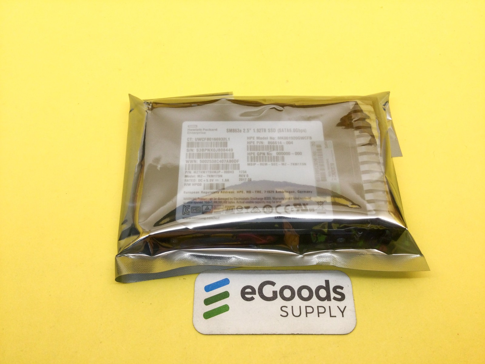872352-B21 HPE 1.92TB SATA 6G MU SFF SC DS SSD 872522-001 new