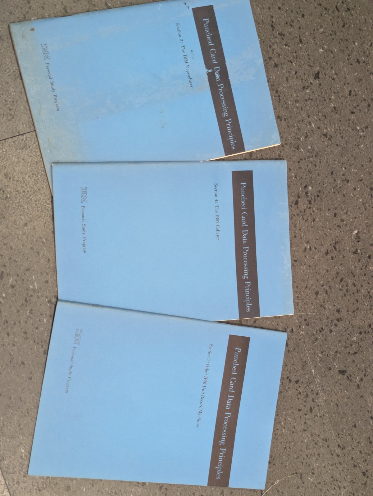 Lot of 3 IBM Punched Card Data Processing Principles Manuals (Sections 3,4,7)
