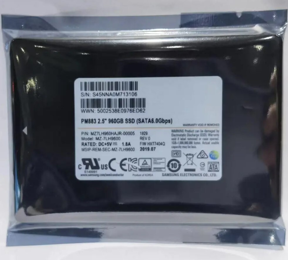 Original Samsung PM883 960GB SSD 2.5" SATA 6Gbps MZ-7LH9600 MZ7LH960HAJR-00005