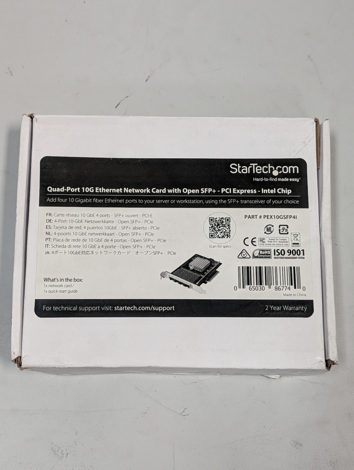 StarTech PEX10GSFP4I Quad-Port 10G SFP+ Network Card Intel XL710 New Open Box