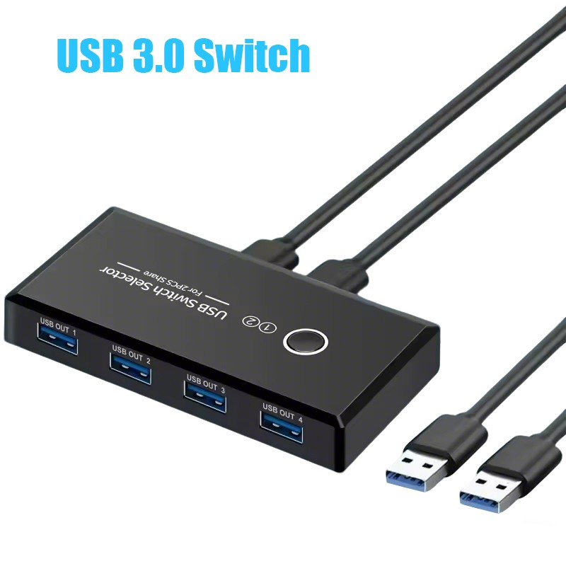 2 In 4 Out USB Switch Box USB 2.0 USB 3.0 for 2 PCs Share 4 USB Devices