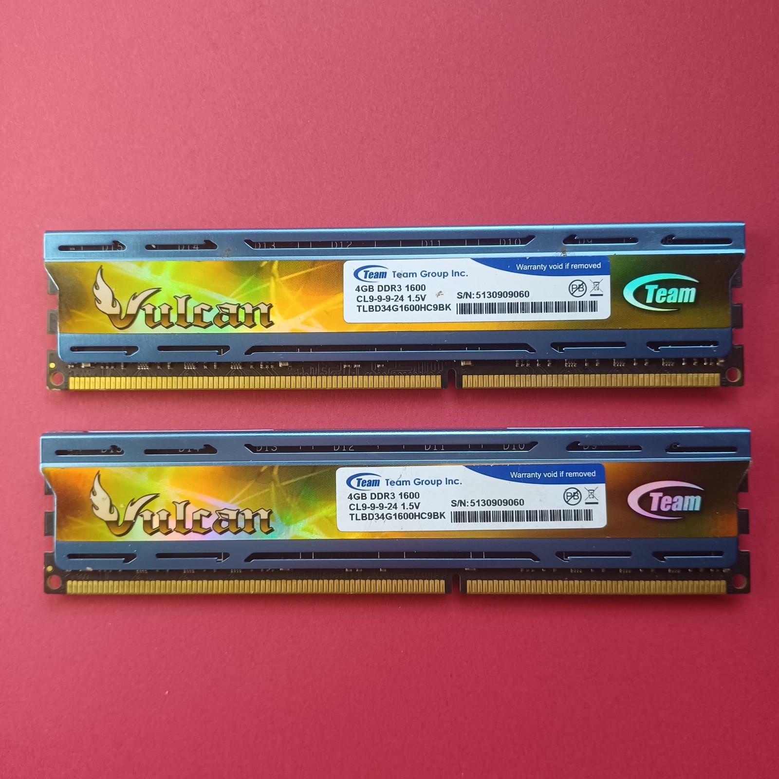 Team Group Vulcan 8GB (2X4GB) 1600 DDR3 RAM CL9-9-9-24