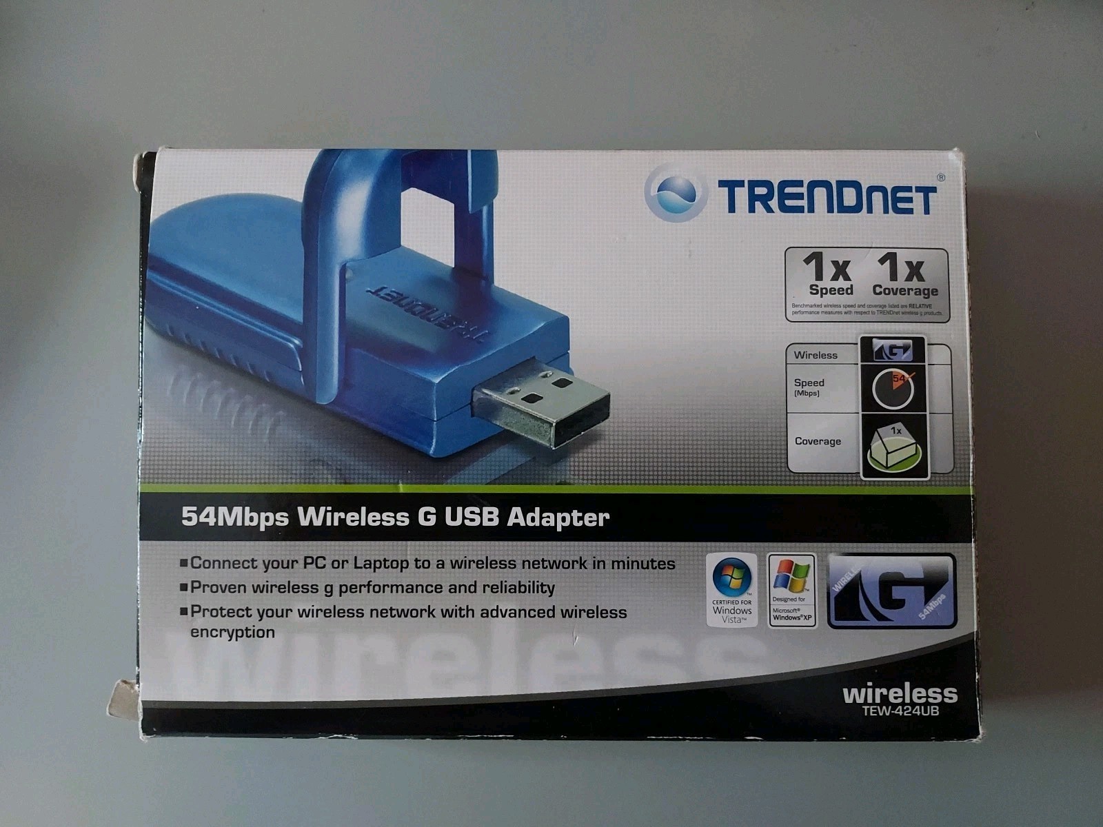 Used In Box. TRENDnet 54Mbps WIRELESS USB 2.0 ADAPTER.