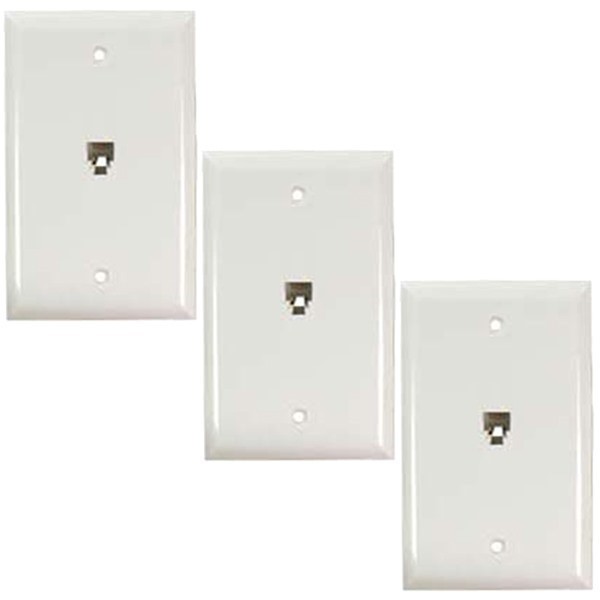 3 Pcs 1-Gang 1 Port RJ11 Wall Plate Telephone Phone Line Faceplate 6P4C White