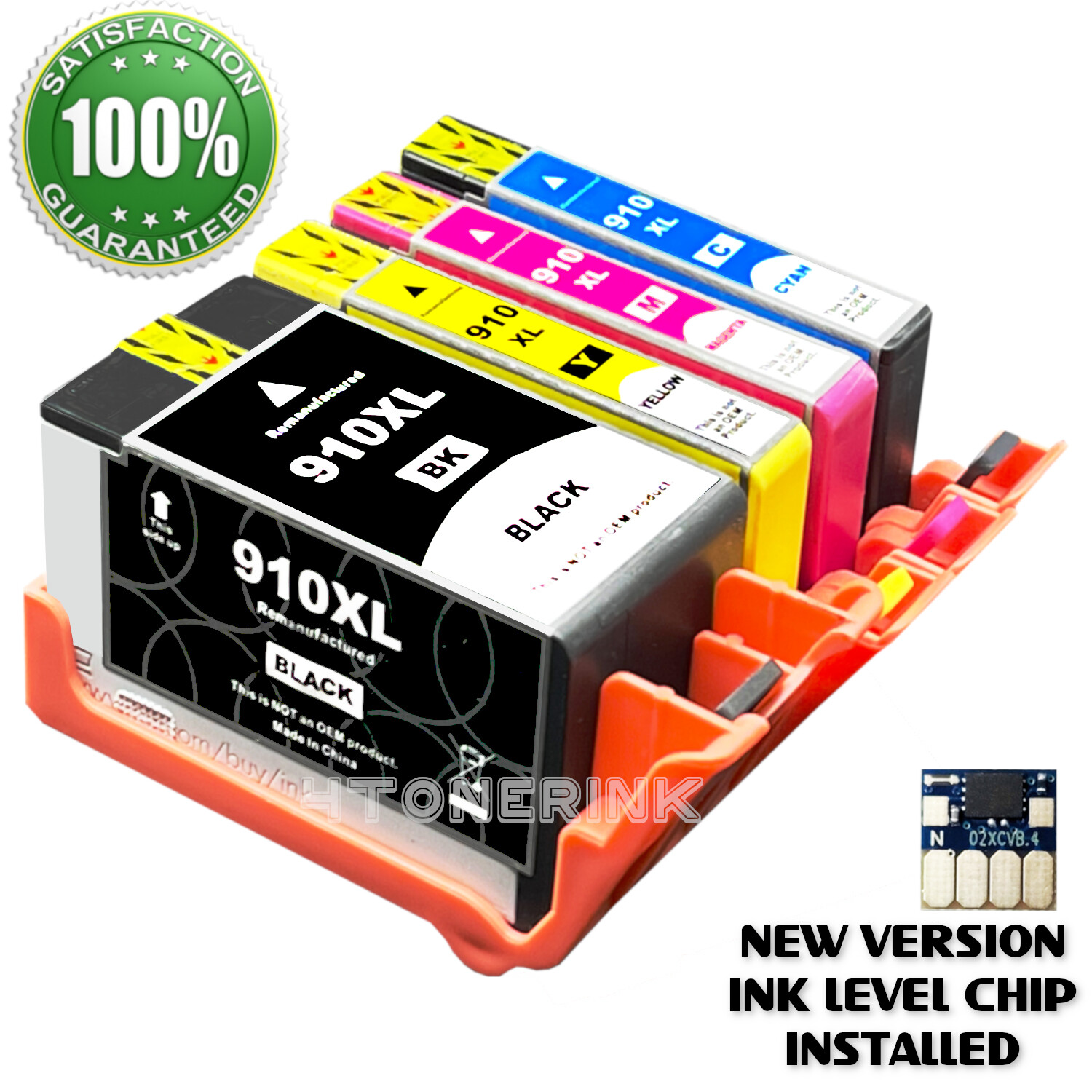 4pk 910XL Ink Cartridges for HP OfficeJet Pro 8010e 8020e 8022e 8025e 8028e