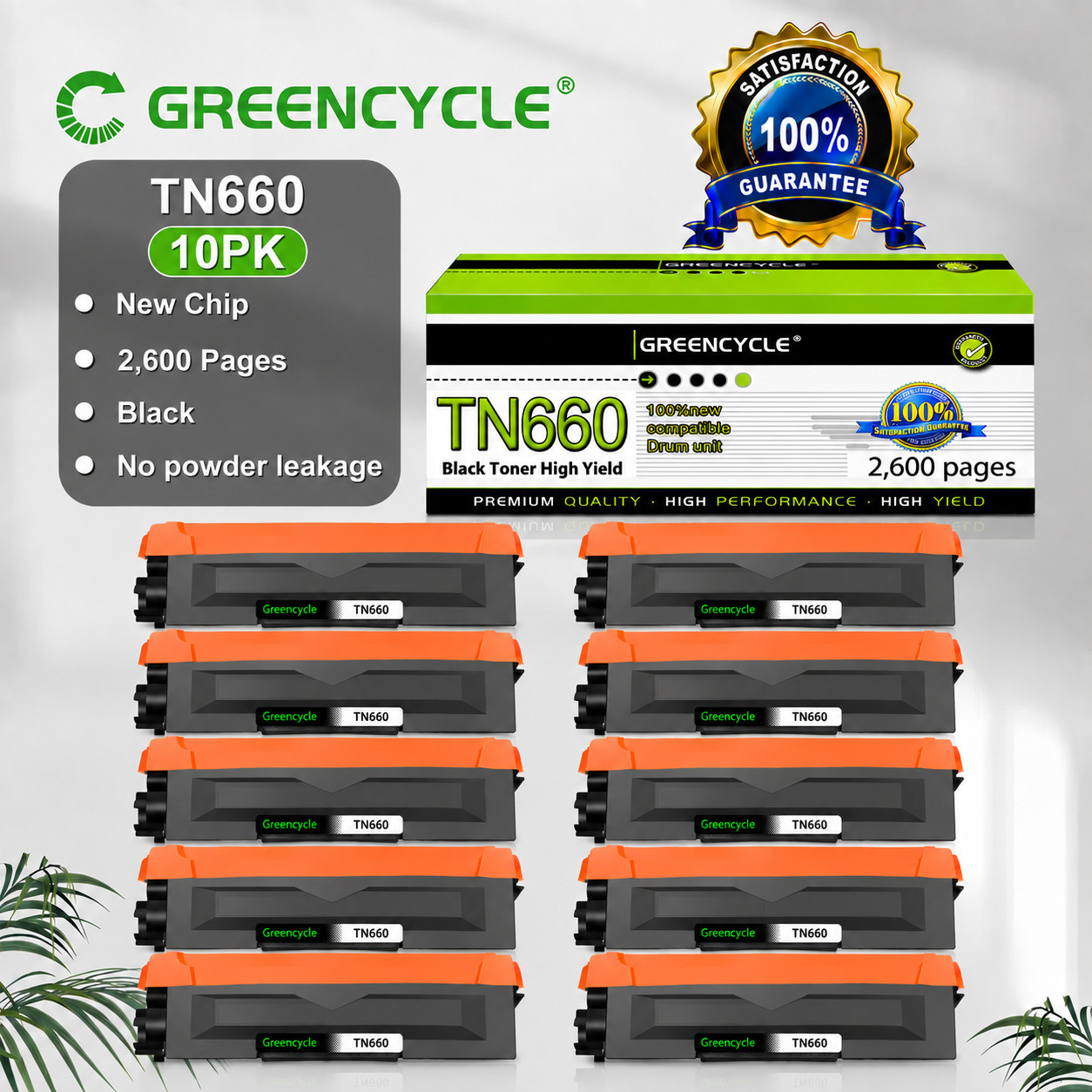 10PK Black TN630 TN660 Toner For Brother HL-L2300D HL-L2305W HL-L2315DW L2320D