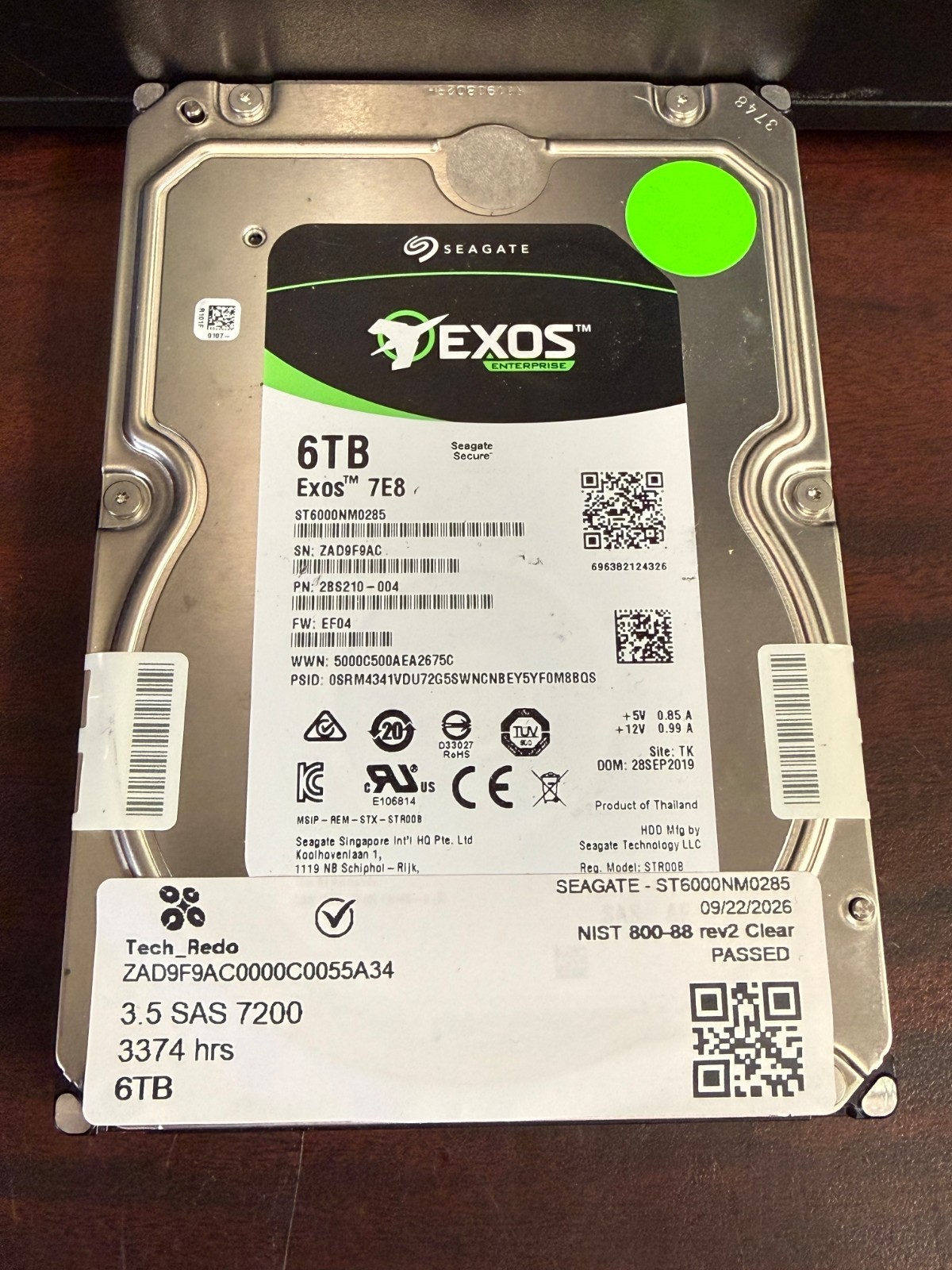 Seagate Exos Enterprise ST6000NM0285 3.5" SAS Server Hard Drive TESTED