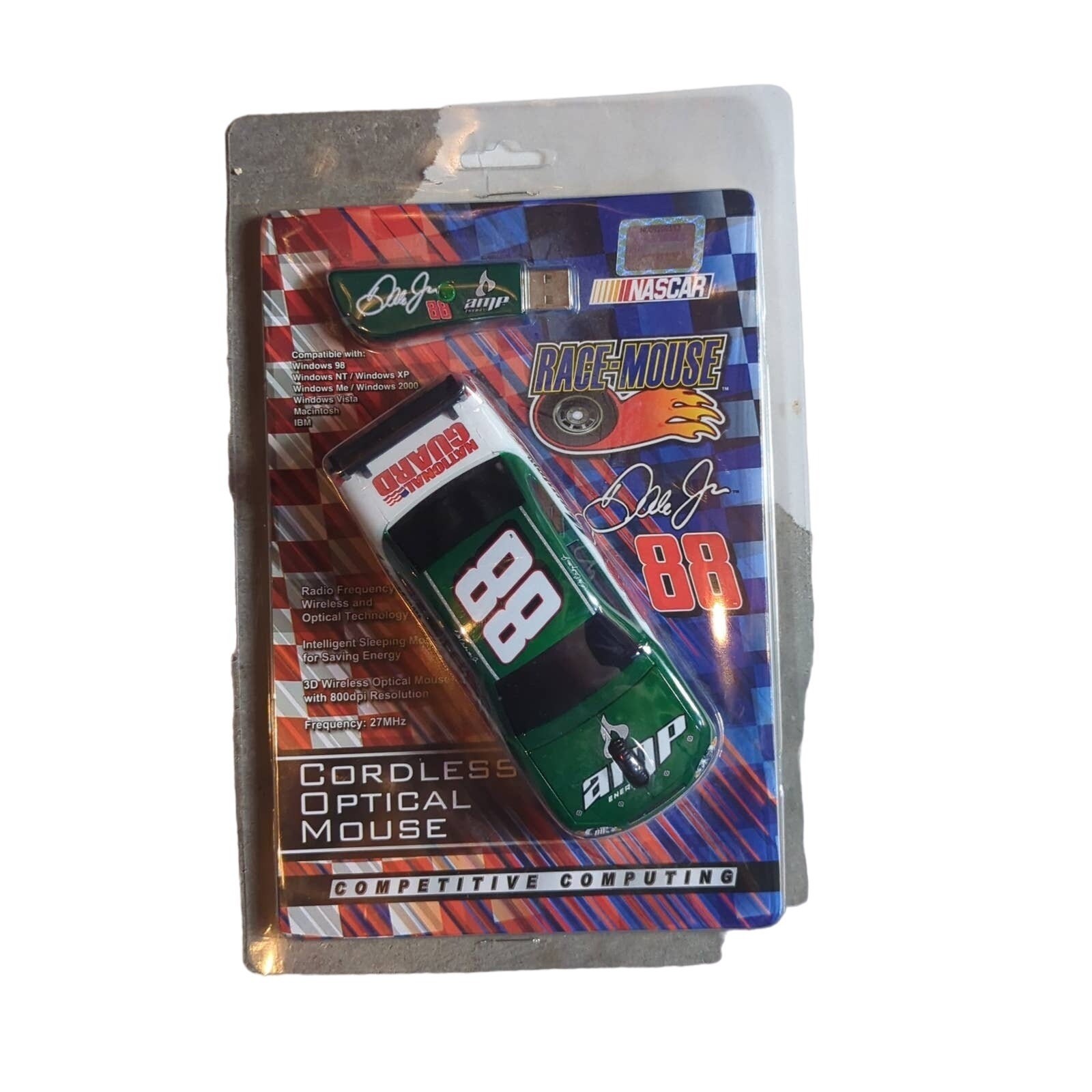 Nascar Dale Earnhardt Jr. #88 Cordless Optical Race Mouse Amp National Guard New