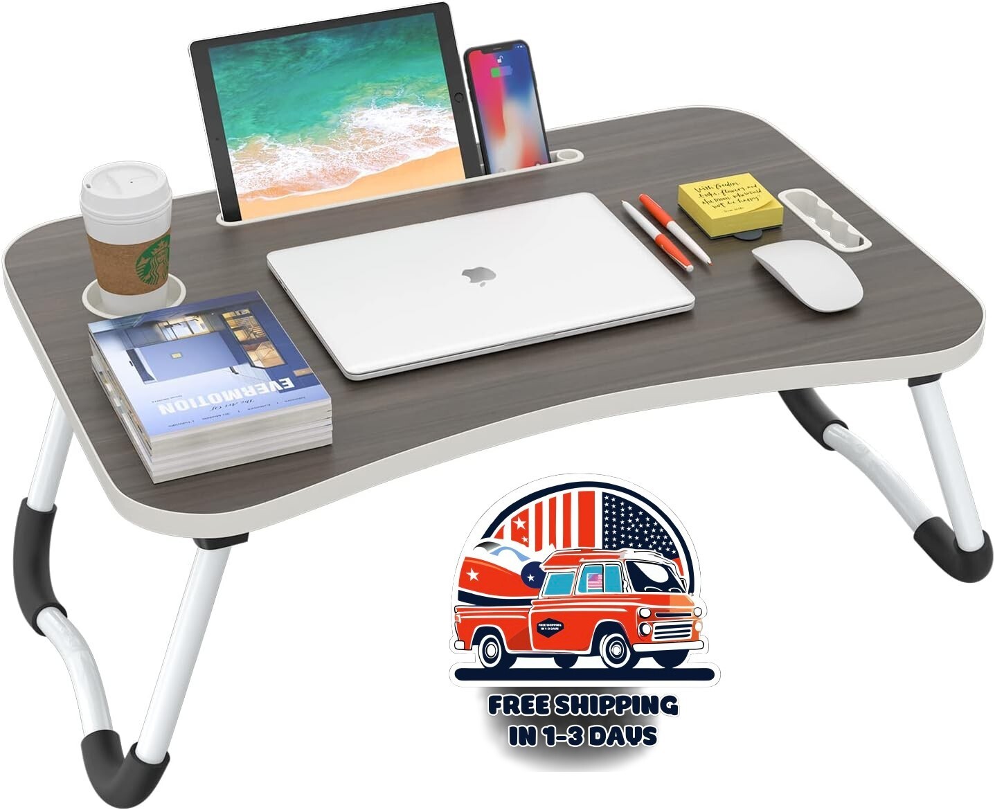 Mesa De Ordenador Escritorio Para Cama Laptop Portatil Plegable Color Negro NEW
