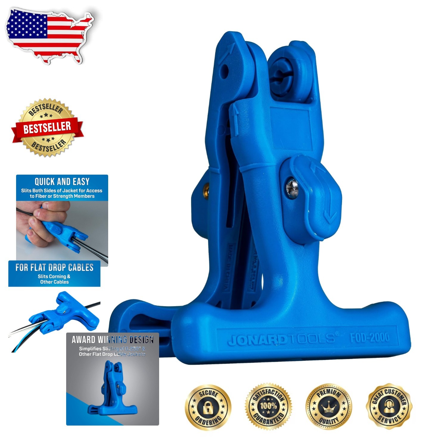 Jonard FOD-2000 Fiber Optic Drop Cable Slitter Blue | FTTH Tool Prevents Damage
