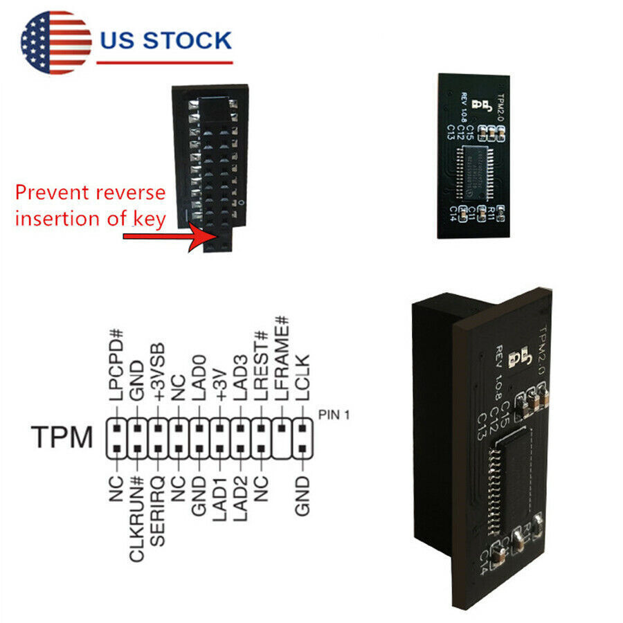 TPM 2.0 Security Module Trusted Platform For ASUS Mainboard 20Pin LPC Windows 11