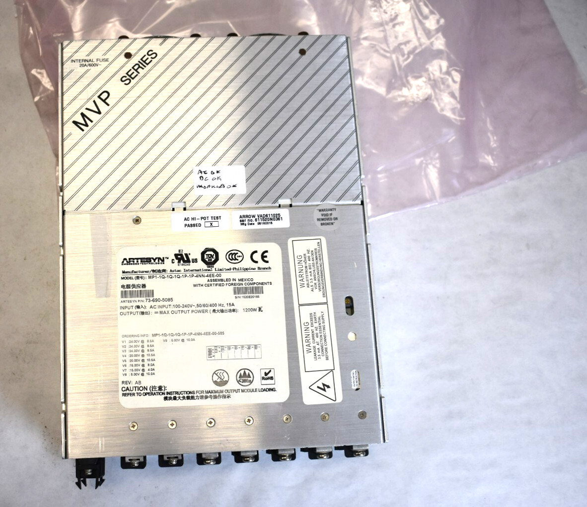 ASTEC MVP Series MP1-1Q-1Q-1Q-1P-1P-4NN-4EE-00 P/N 73-690-5085 Power Supply