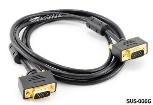 6ft. Ultra-Slim Super-VGA HD15 M/M Monitor Cable, Gold 