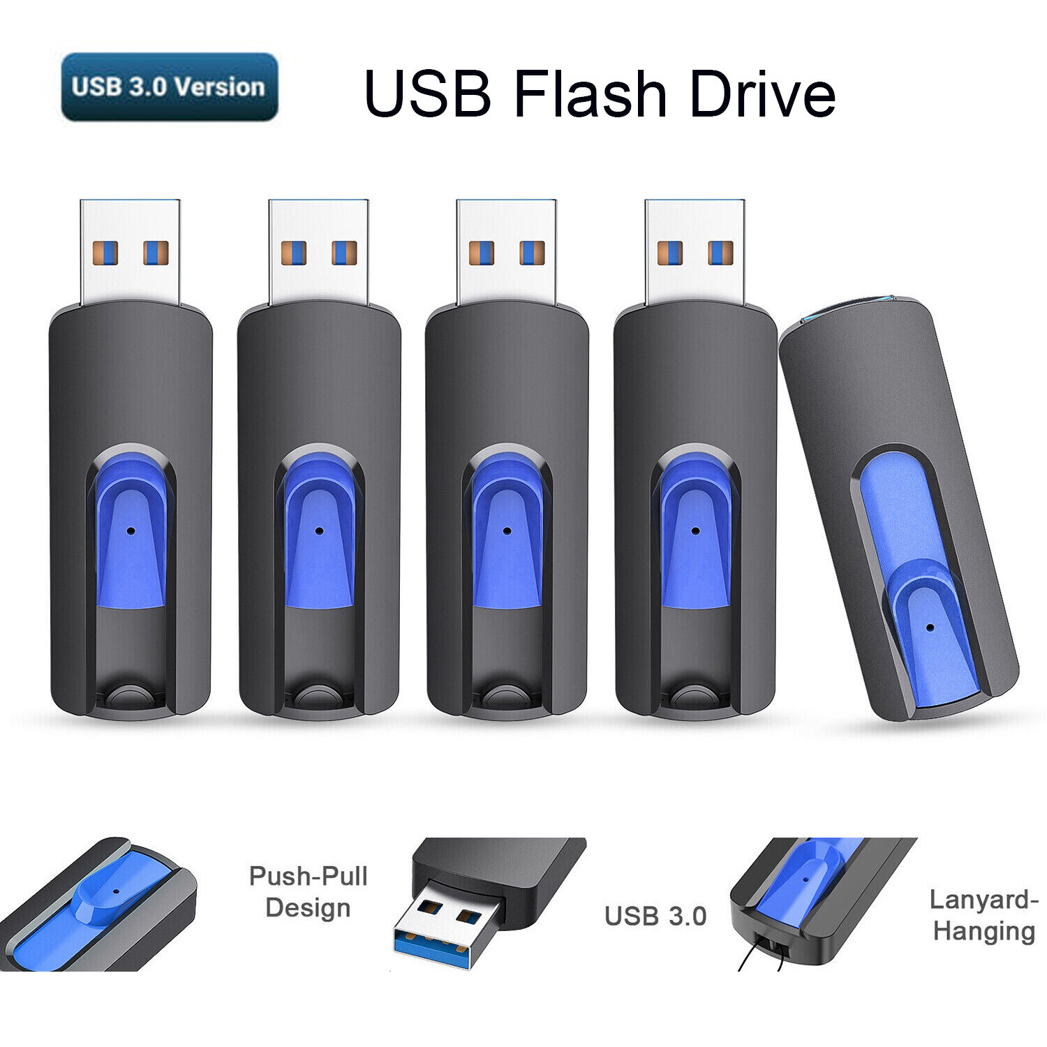 5/10PCS 32GB 64GB 128GB USB 3.0 Flash Drive High Speed up to 110MB/S Blue Lot 