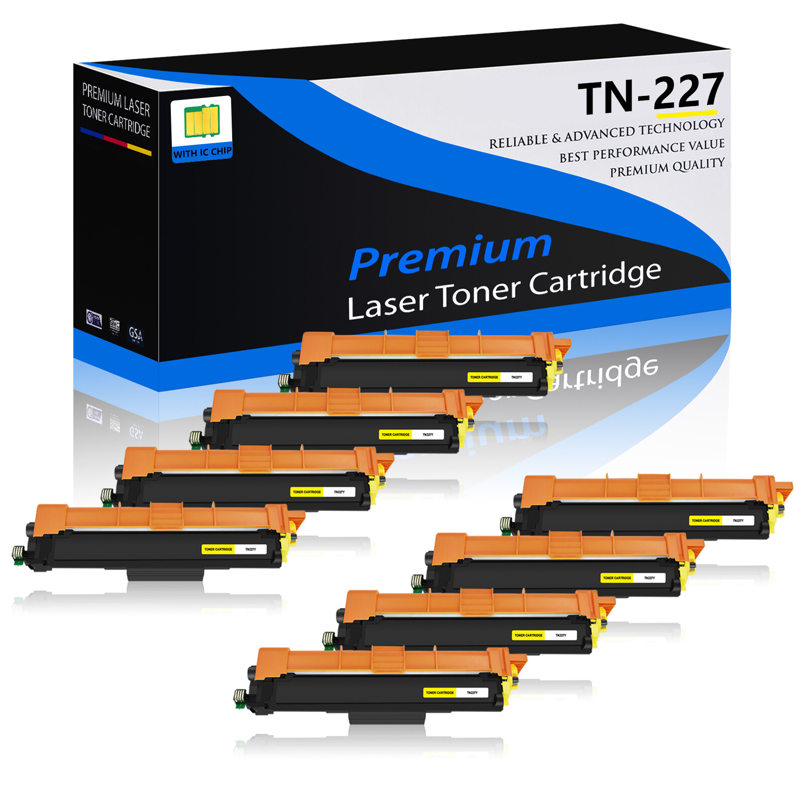 8PK TN227 TN227YL Yellow Toner Cartridge Fit for Brother  HL-L3210CW HL-L3230CDW