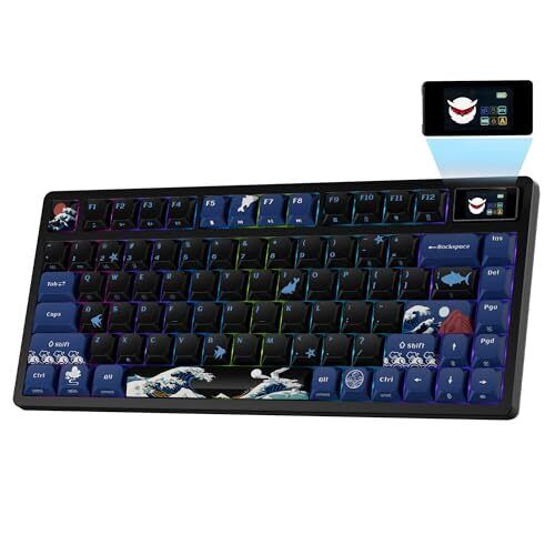 XVX 75% Keyboard with Color Smart Display, L75 Pro Low Black Kanagawa Theme