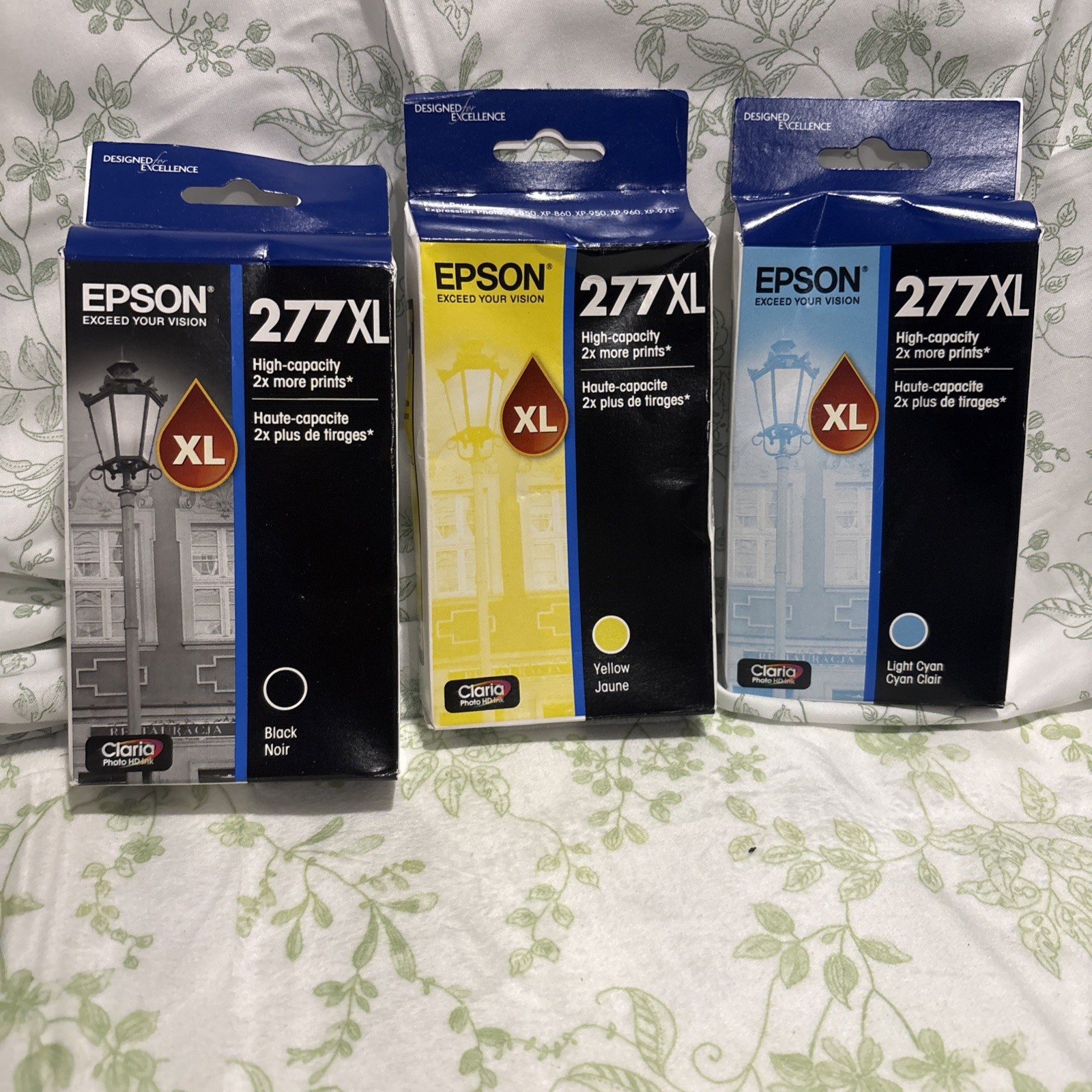 3 Pk ~ Epson 277XL Ink Cartridges Yellow -Light Cyan -Black Brand New