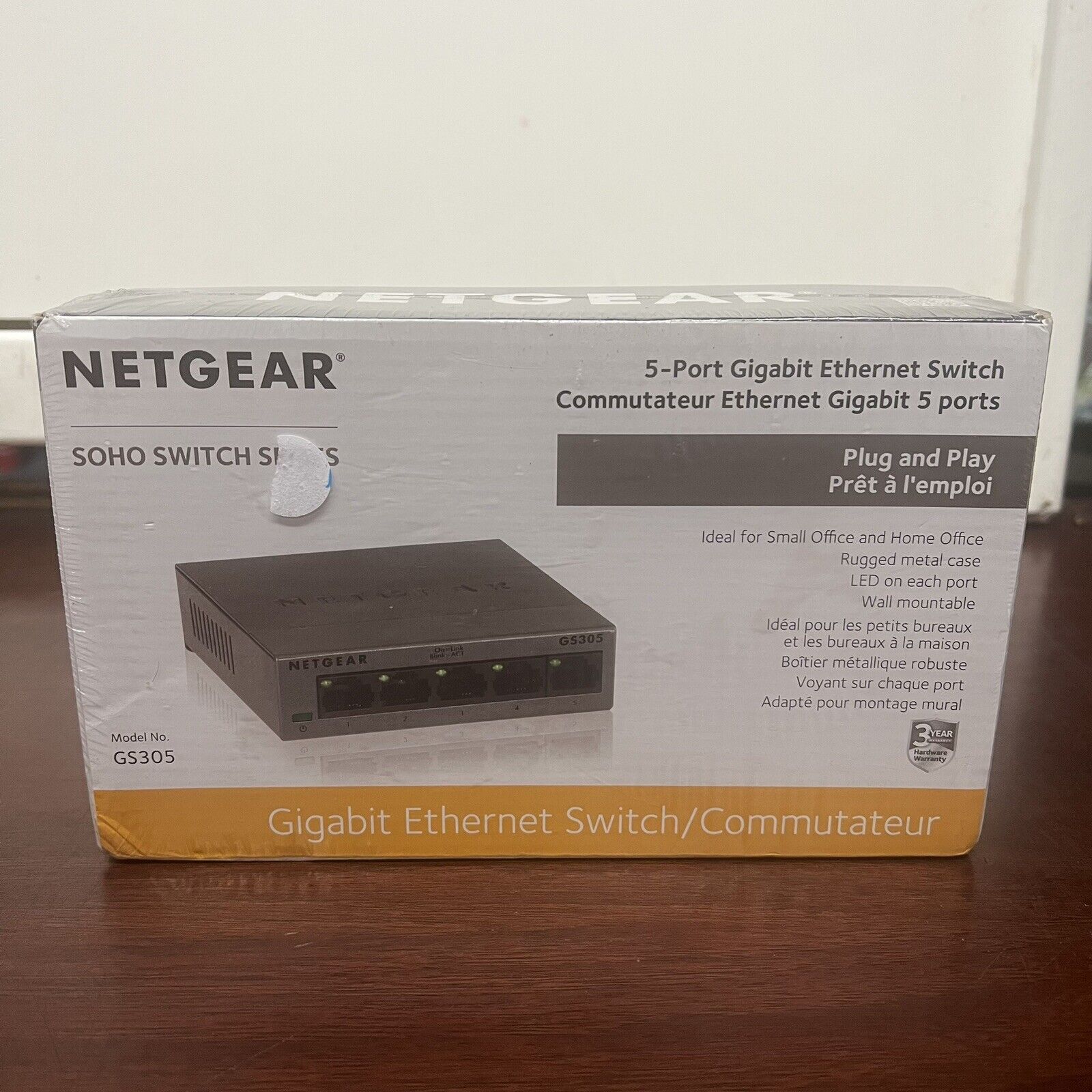 NETGEAR Soho 5-Port Gigabit Ethernet Switch (GS305)- NEW/SEALED