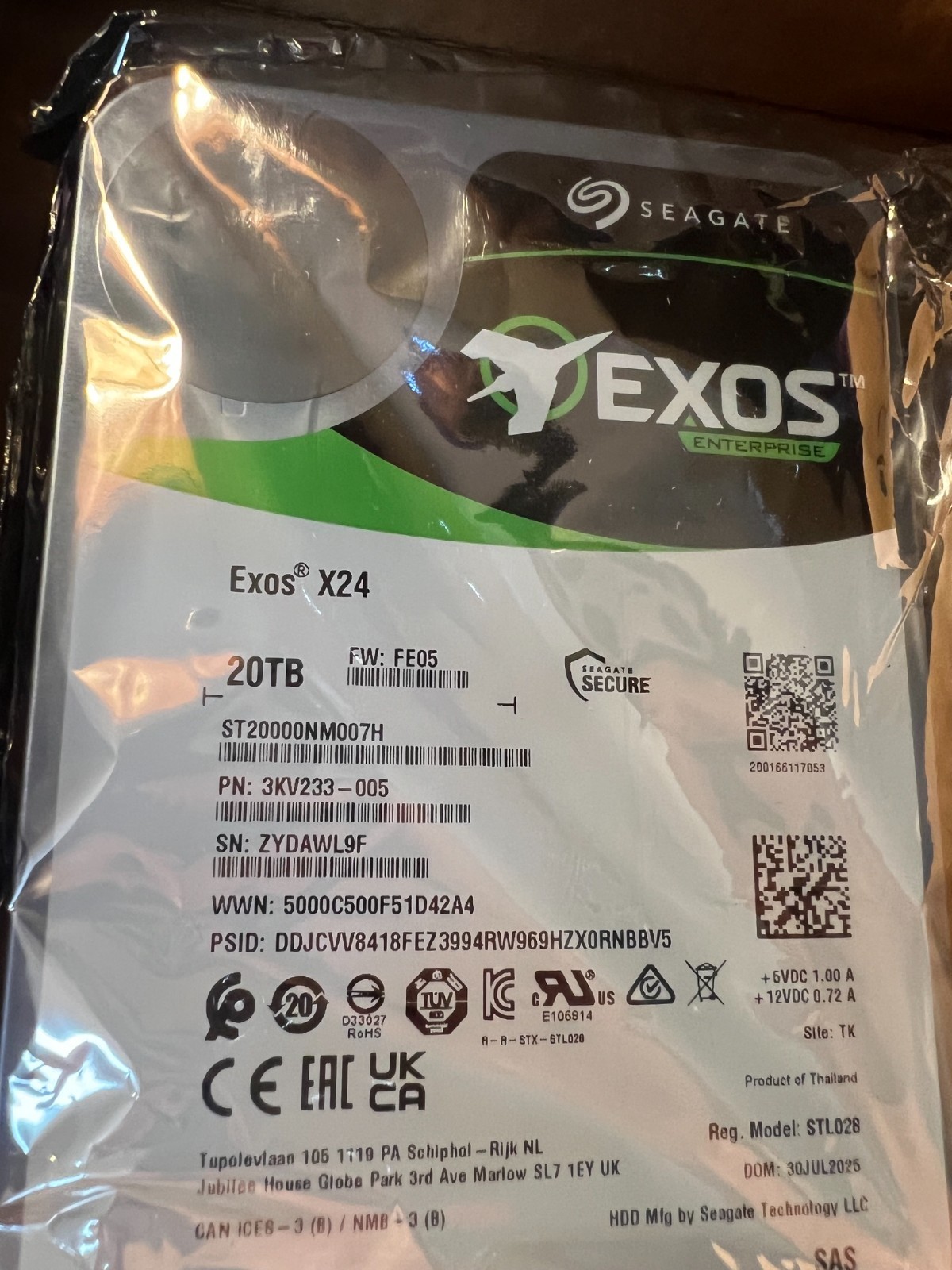 NEW Seagate Exos X24 ST20000NM007H 20TB 3.5" LFF 12Gb SAS 7.2K 512e HDD