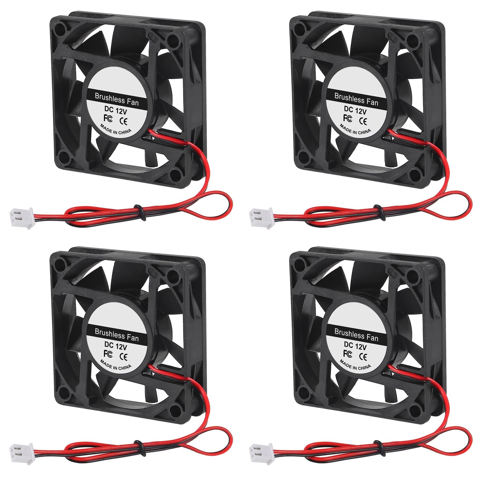 4Pcs 60mm x 60mm x15mm Brushless Cooling Fan - 6015 DC 12V 2.36in 2 Pin Fan f...