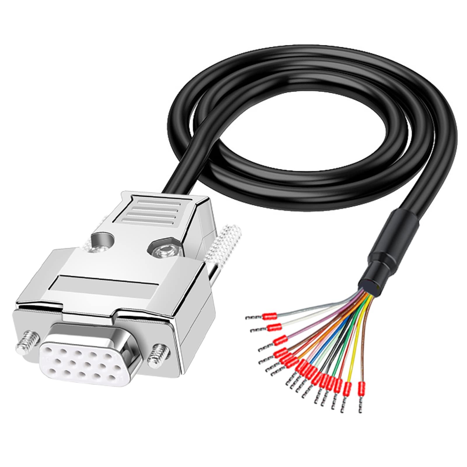 DB15 VGA Solderless Breakout Connector with 5Ft 24AWG Cable, Metal Shell 3+9 ...