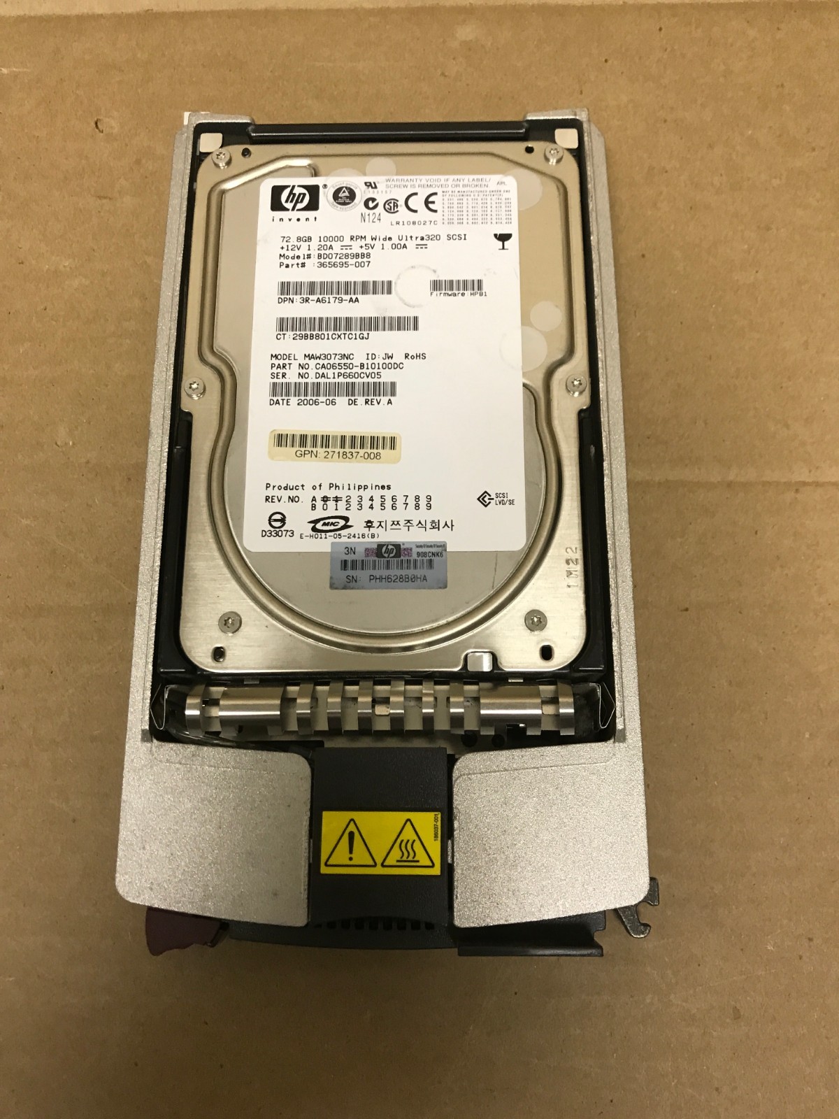 HP 72GB 10K ULTRA320 3.5'' Hard Drive 286714-B22  404709-001