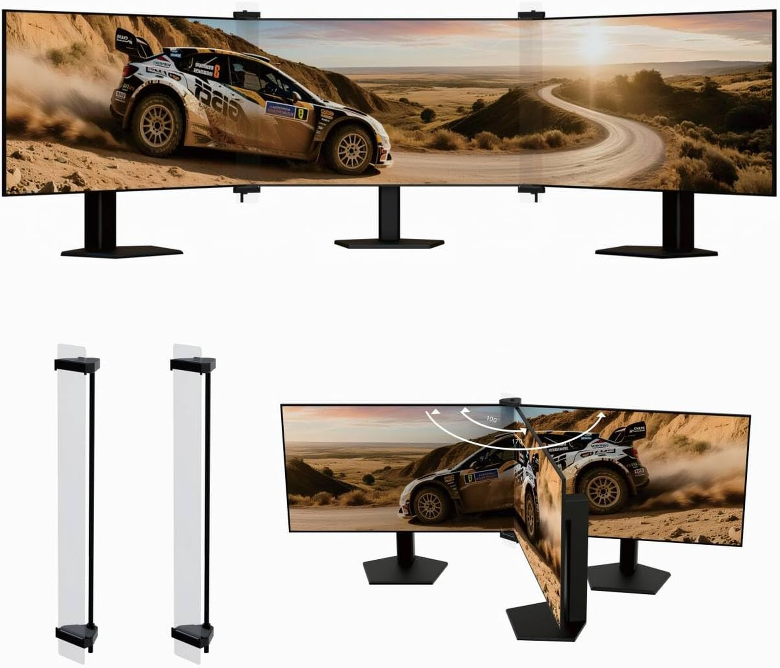 Monitor Bezel-Free Kit for 24 to 32 inch Ultrawide Displays, Triple Monitor