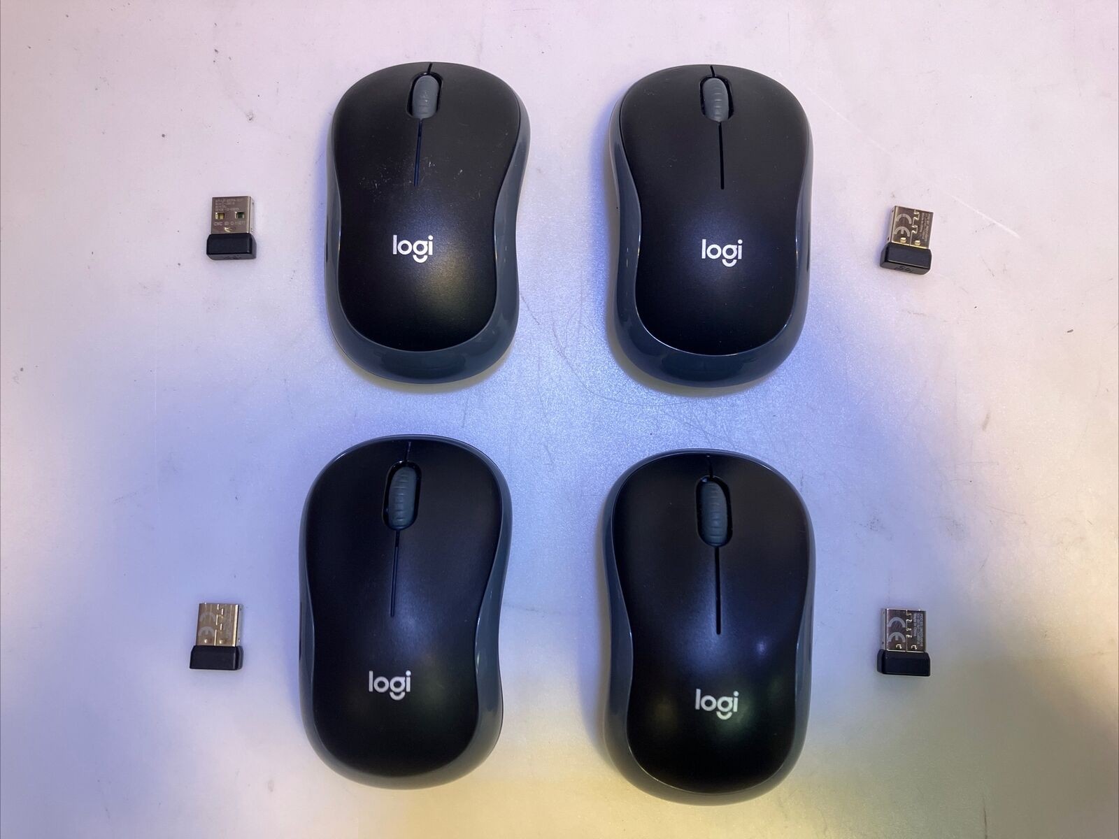 ~ (Lot 4x) Logitech M185 Black Wireless Optical Mouse + USB receiver