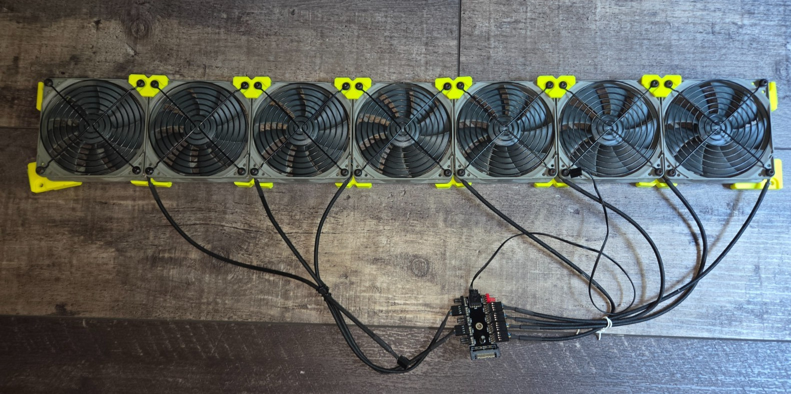 Set of 7 Noctua 120mm GPU Rack Fans with brackets and a multi-fan controller