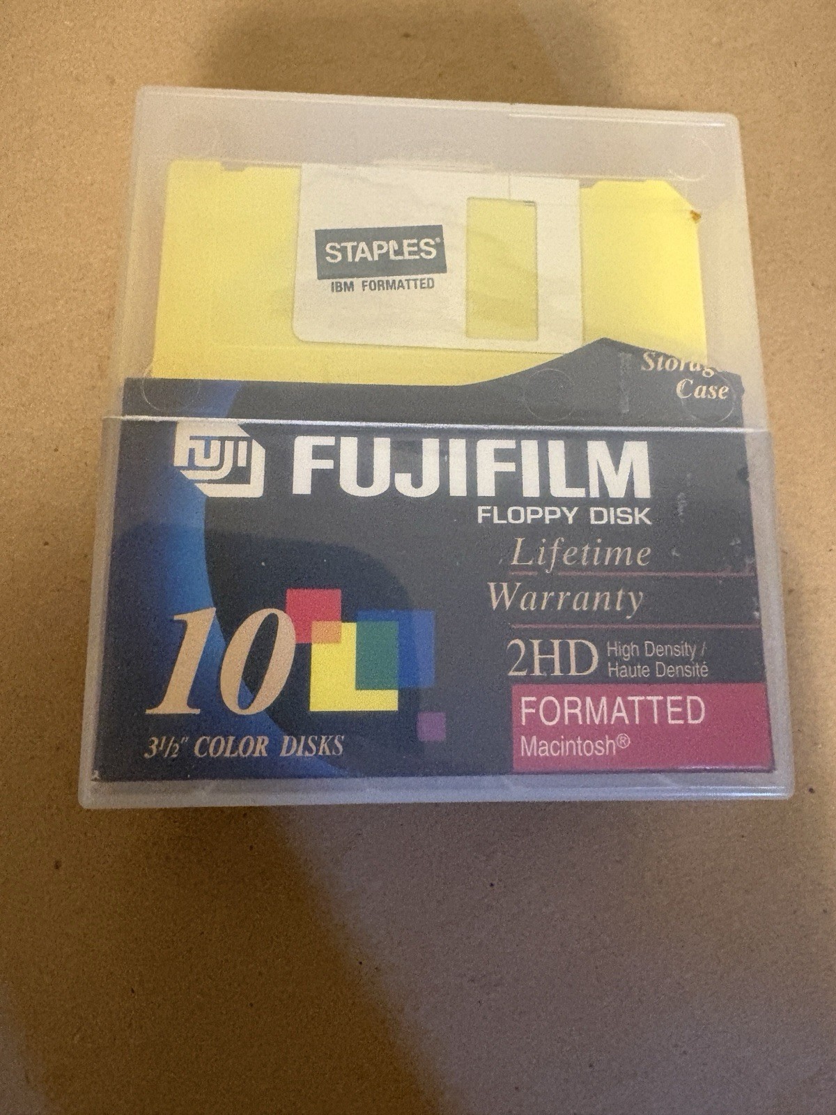 FujiFilm 3.5” Macintosh Floppy Disks 2HD 9 Disks w/ Storage Case Vintage