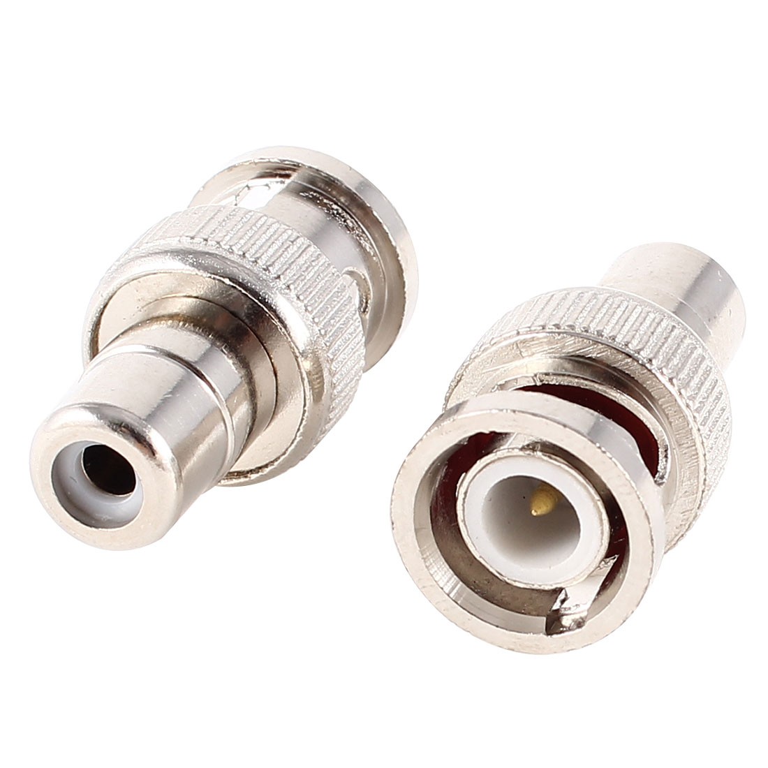 2pcs TV Video Silver Tone BNC Male to RCA Female M/F Adapter Cable
