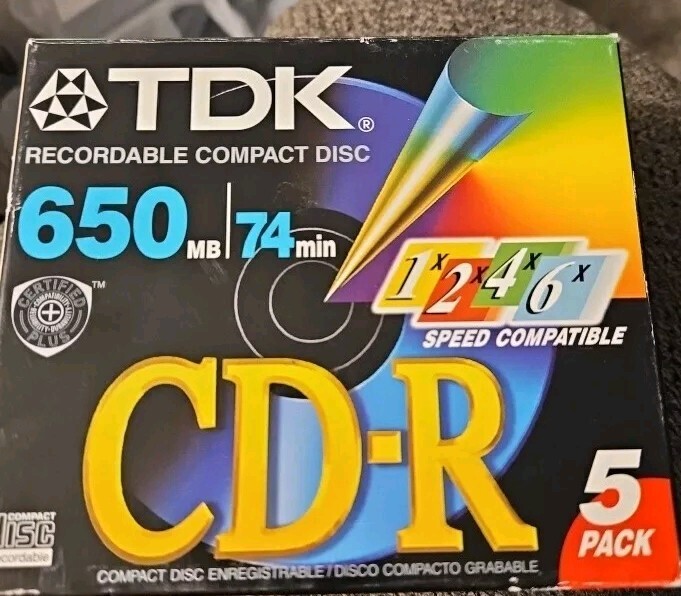 TDK 650MB 74 Min 8x Speed Compatible Recordable Compact Discs/5 Pack-NEW