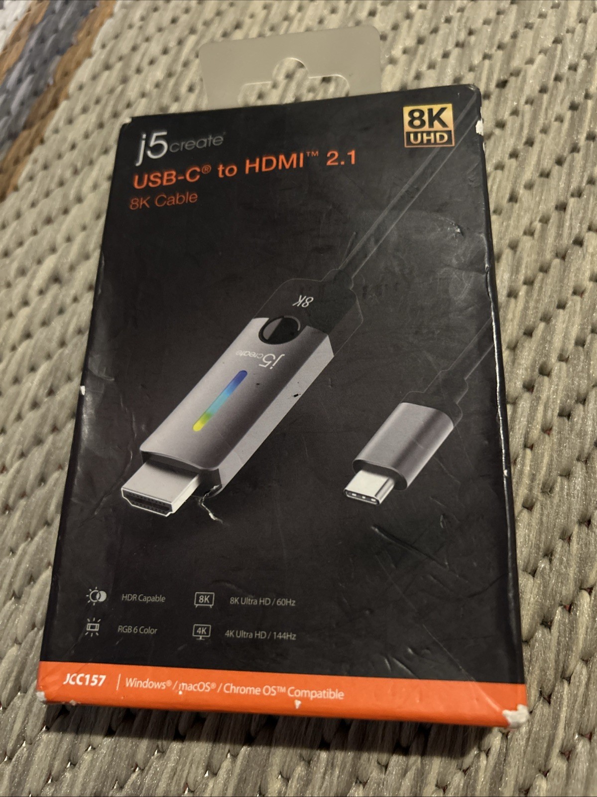 J5Create USB-C to HDMI 2.1 8K Cable JCC157 Plug and Play Connection