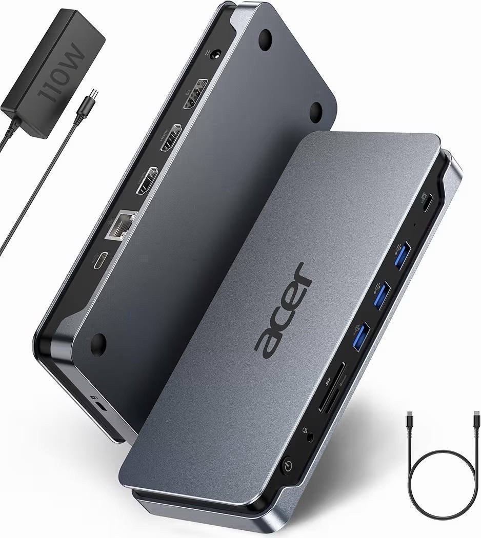 Acer 13-in-1 USB-C Docking Station 2 HDMI 1 DP 100W PD Gigabit Ethernet