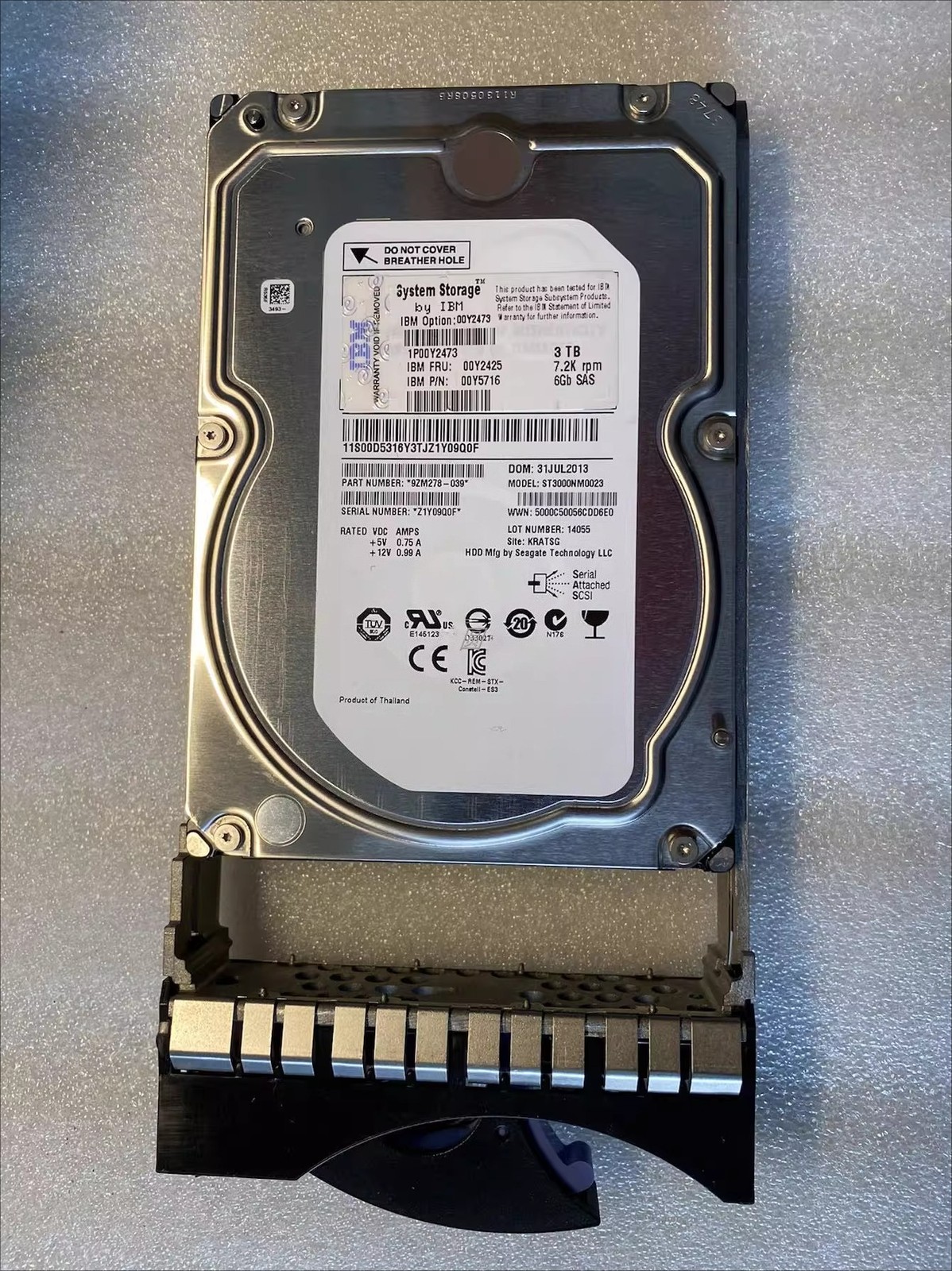 00Y2425 00Y2473 00Y5716 3T 7.2K SAS V3500 V3700 Storage Hard Drive