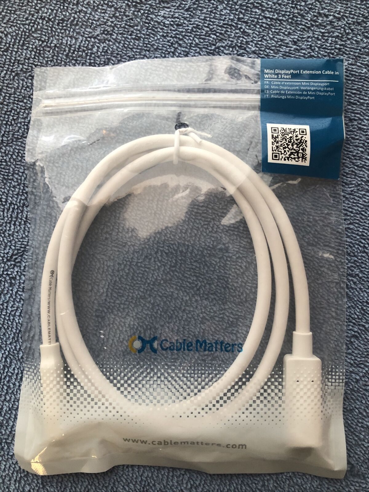 Cable Matters 3ft Mini DisplayPort Male to Female Extension Cable - White 