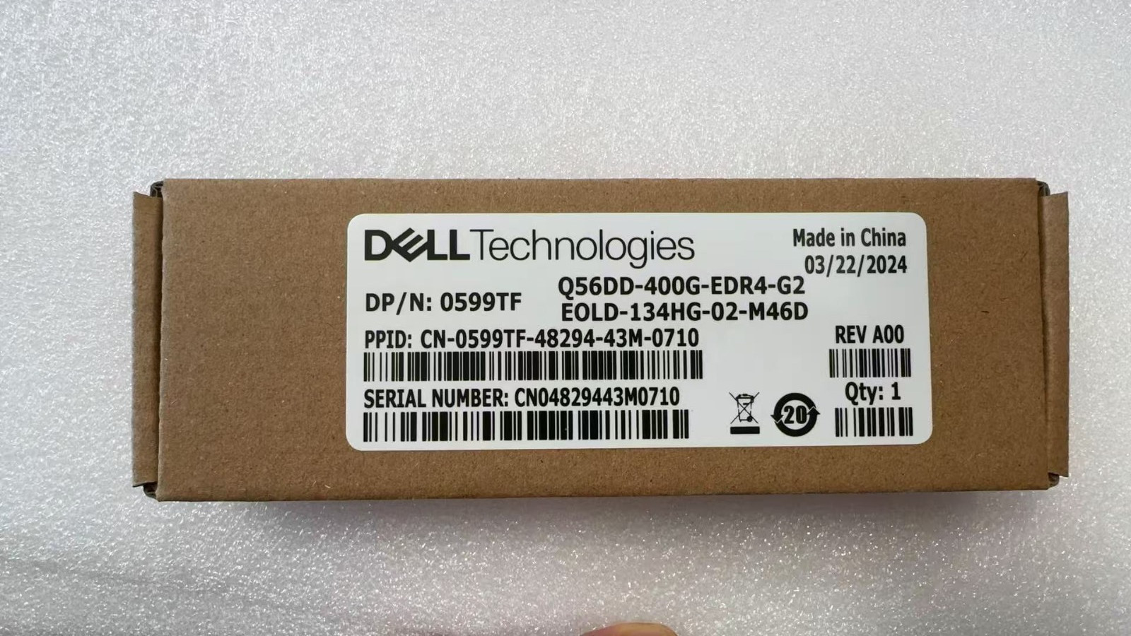 Dell 599TF Q56DD-400G-EDR4-G2 400GB Optical Transceiver Module QSFP56-DD 1310nm