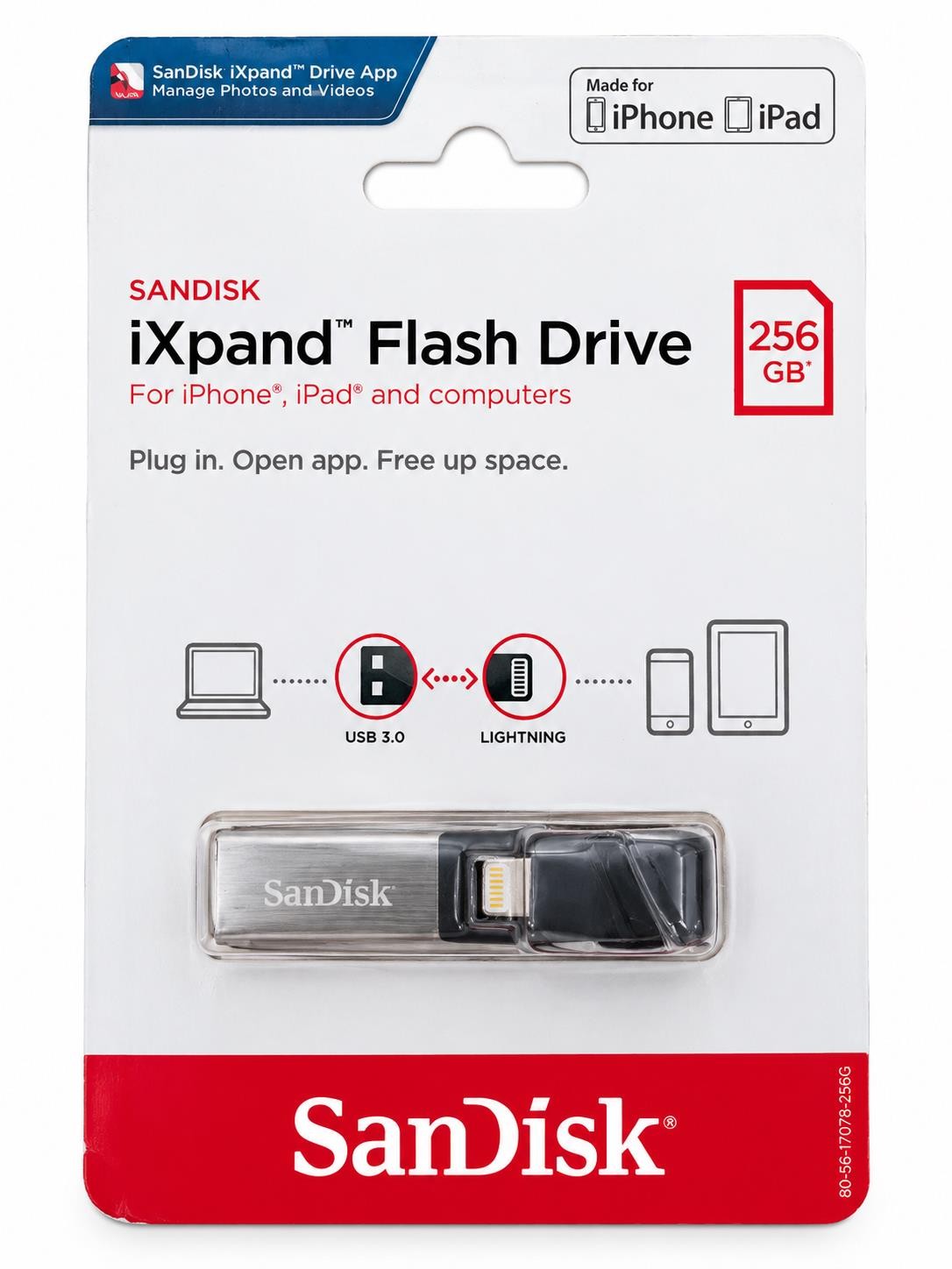 SanDisk iXpand 256GB Flash Drive USB 3.0 Lightning iPhone iPad