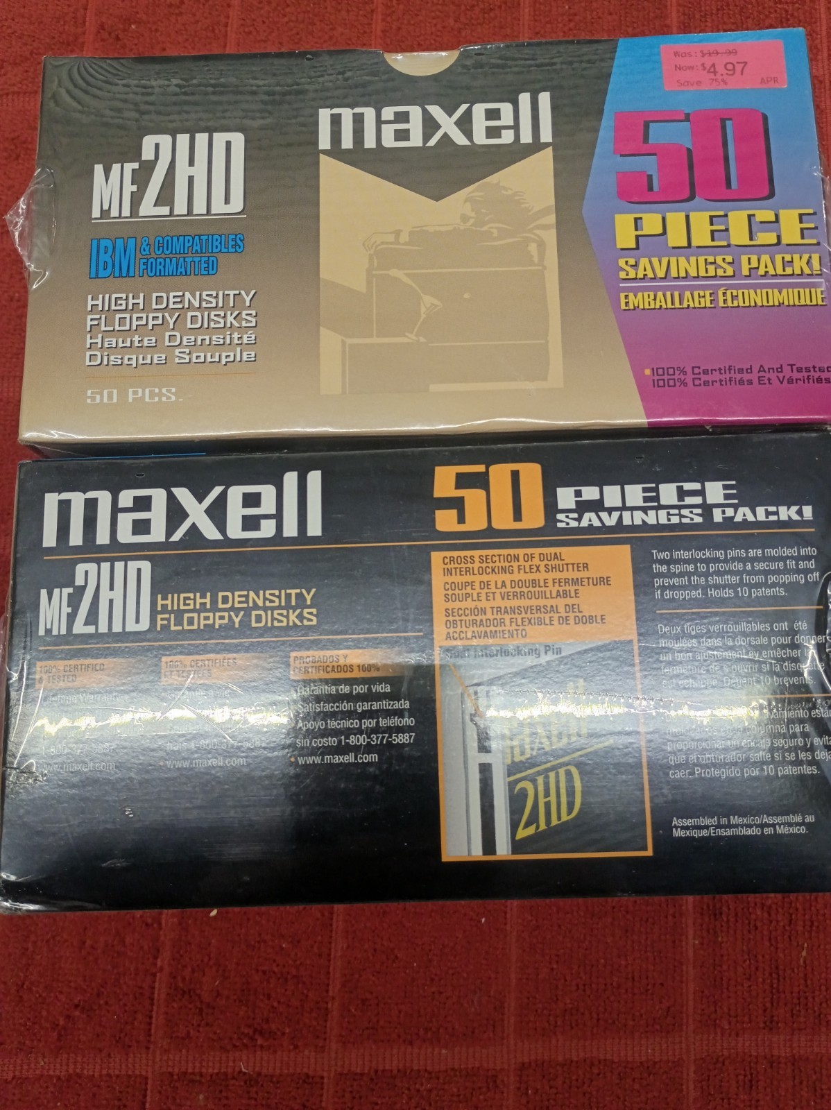 Maxell MF 2HD 3.5" 100  Floppy Disks - 2 Packs Of 50- VINTAGE NEW SEALED 