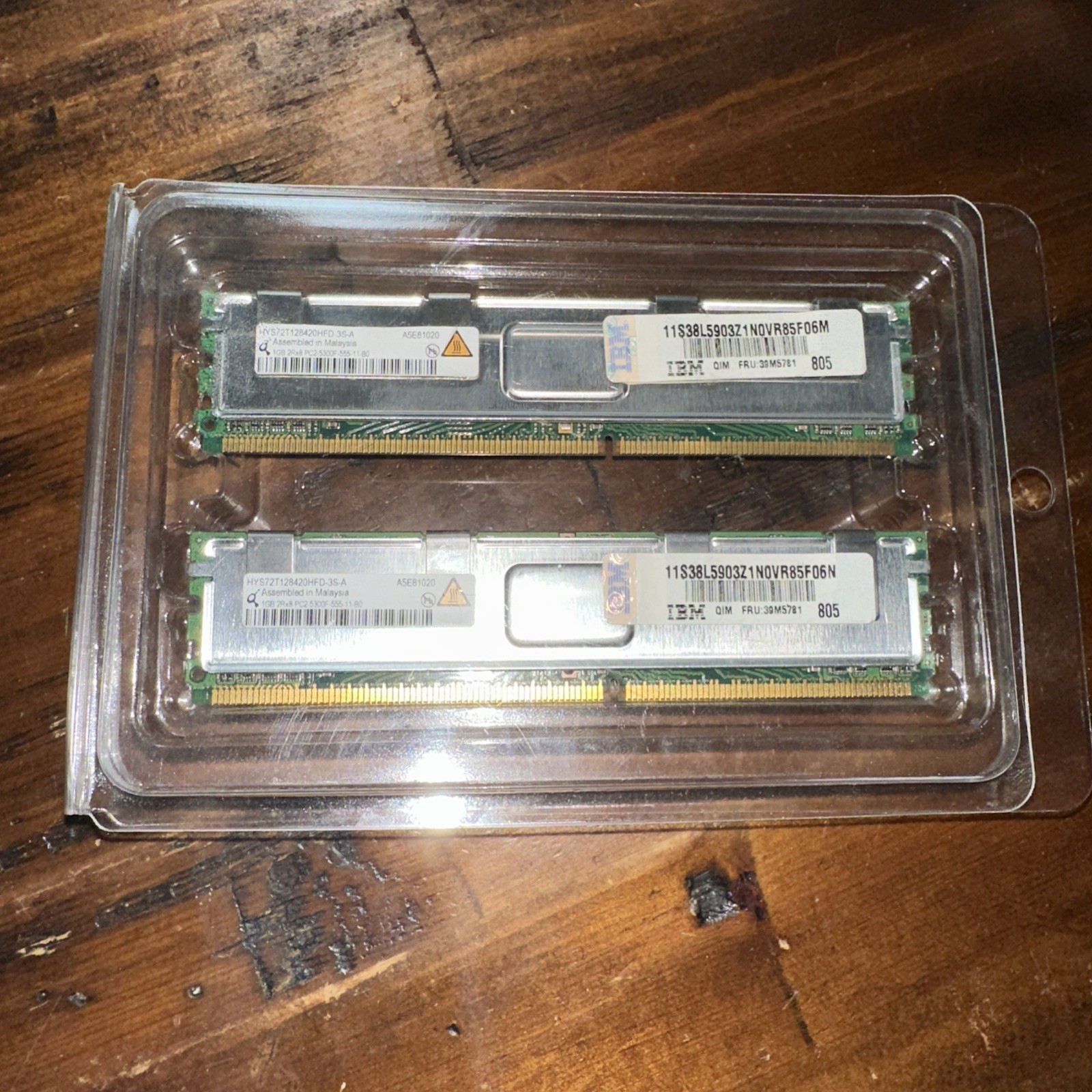 (Lot of 2) 2GB Qimonda HYS72T128420HFA-3S-A 1GB 2RX8 PC2-5300F-11-BO MEMORY IBM
